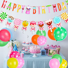 Load image into Gallery viewer, Qpout Happy Birthday Balloons Banners Set, Unique Lollipop Banner Garland and 50 Pieces Balloons for Holiday Birthday Wedding Party Photo Props and Backdrop Favour Decor Supplies …
