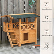 Load image into Gallery viewer, PawHut Wooden Cat House Outdoor Luxury Wood Room Weatherproof Shelter Dog Puppy Garden Large Kennel Crate Natural Wood

