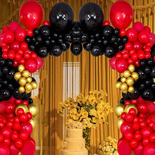 Load image into Gallery viewer, Red Black and Gold Balloons Arch Garland Kit 157 PCS Black Red metallic gold Latex Party Balloons set for Birthday Decoration Wedding Valentines Casino Card Night Las Vegas Party Decorations Supplies
