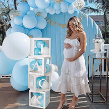 Load image into Gallery viewer, Baby Shower Decoration Balloon Boxes – 4Pcs DIY White Transparent Boxes with 30 Letters BABY + A-Z for Boys Girls Baby Shower,DIY Name Combination,Gender Reveal Backdrop Birthday Party Supplies
