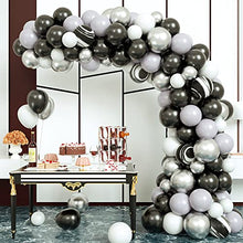 Load image into Gallery viewer, Black Balloon Arch Kit, 98pcs Chrome Silver Gray Agate Black and White Latex Balloon Garland Arch for Men Women Birthday Wedding New Year Halloween Graduation or Retirement Party
