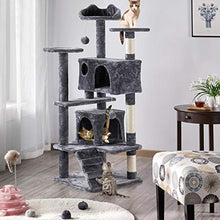 Load image into Gallery viewer, Yaheetech 138.5cm Cat Tree Tower Scratching Posts Multilevel Cat Climbing House with Condos &amp; Ladder Cat Activity Centre for Indoor Cats, Dark Grey
