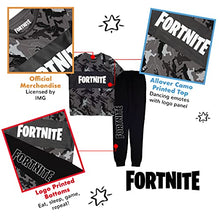 Load image into Gallery viewer, Fortnite Boy&#39;s Fortnite Long Pyjama for Boys, Dancing Emotes Camo Crew Neck T-shirt With Pants pajama sets, Black, 11-12 Years UK
