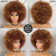 Load image into Gallery viewer, Short Hair Afro Kinky Curly Wigs With Bangs For Black Women African Synthetic Ombre Glueless Cosplay Natural Blonde Wig 12 inches（Blonde）
