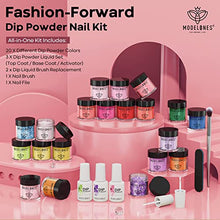 Load image into Gallery viewer, Modelones 20 Colors Dip Powder Nail Kit Starter, Neon Pink Bright Red Acrylic Dipping Powder System Essential Liquid Set with Top/Base Coat Activator for Spring Summer French Nail Art Manicure DIY

