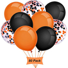Load image into Gallery viewer, Gxhong Balloons Orange Black, 12 Inch Assorted Halloween Balloons, Halloween Decoration Confetti Balloons Colorful Balloons Halloween Party Balloons Helium Latex Balloons (80 Pieces)
