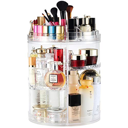 Makeup Organiser Rotating, 8 Layer Large Capacity 360 Degree Cosmetics Organiser, Spinning Make up Stand, Clear Skincare Makeup Carousel -Plus Size