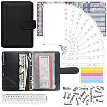 Load image into Gallery viewer, Mlife Ring Binder Set - 28pcs Leather Notebook Budget Binder with Clear Cash Envelopes,Budget Sheets and Label Stickers,Cash Organizer Money Saving Binder for Travel and Diary Black
