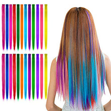 Load image into Gallery viewer, 24Pcs Colorful Straight Hair Extensions Clip, Comius 21 Inch Rainbow Multi-Color Hair Extensions Clip Fashion Hairpieces for Party Highlights for Women Girls Kids (12 Colors)
