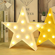 Load image into Gallery viewer, NOVELTY PLACE Designer Star Marquee Sign Lights, Warm White LED Lamp - Living Room, Bedroom Table &amp; Wall Christmas Decoration for Kids &amp; Adults - Battery Powered 10 Inches High

