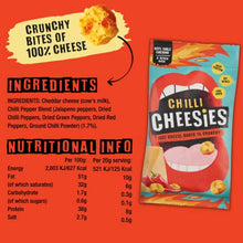 Load image into Gallery viewer, CHEESIES | Crunchy Cheese Keto Snack | Variety Pack 6 Bags | 100% Cheese | Sugar Free, Gluten Free, No Carb | High Protein and Vegetarian | Crunchy, Baked and Tasty | Multipack | 6 x 20g Bags
