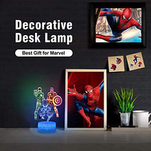 Load image into Gallery viewer, Spiderman Toys Night Light for Kids, ONXE 3D Illusion Lamp Touch Control Dynamic Colors Changing with 3 Pattern Kids Toys for Captain America Iron Man Gifts for Men Boys (Superhero)
