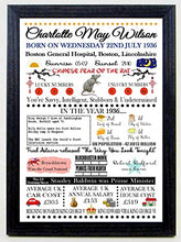 Load image into Gallery viewer, Personalised"THE DAY/YEAR YOU WERE BORN" MULTICOLOURED A4 Celebration Birthday Memories Print Available From 1920 to 2021 Sold as the Print Only or with a Choice of Frames
