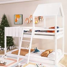 Load image into Gallery viewer, Bunk Bed Single Bed Frames Wooden Kids Beds White 3ft Loft Bed with Ladder Mid Sleeper Cabin Bed Frame (White)
