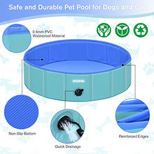 Load image into Gallery viewer, IDUMA Dog Pool Foldable Pet Swimming Pool PVC Non-Slip Paddling Pool for Pets &amp; Kids Dog Paddling Bathing Tub for Indoor/Outdoor (Gift with Pet Bath Brush) Medium 80x20cm
