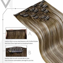 Load image into Gallery viewer, [Special Offer] LaaVoo Blonde Balayage Clip in Hair Extensions Real Human Hair 16inch Clip in Human Hair Extensions Full Head Balayage Brown Ombre Blonde Hair Extensions Clip in Real Hair 7pcs 120g
