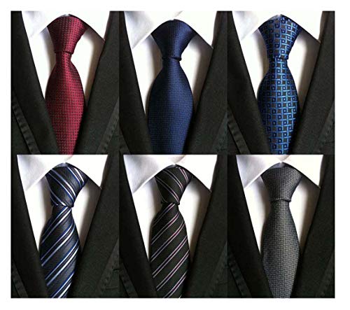 WeiShang Lot 6 PCS Classic Men's 100% Silk Tie Necktie Woven JACQUARD Neck Ties (Style 13)