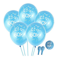Load image into Gallery viewer, DOJoykey Baby Shower Party Decoration, IT’S A BOY Banner and Latex Balloons, Blue Bunting, 6pcs Paper Fans, 5pcs Balloons with Inner Confetti for Baby Boy Party
