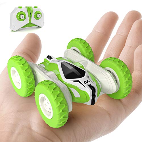 Tecnock Mini Stunt Car, 4WD Remote Control Car Double Sided Flips RC Car, 2.4Ghz Rechargeable 360° Rotating Vehicles, Kids Toy Cars for Boys & Girls Birthday (A)