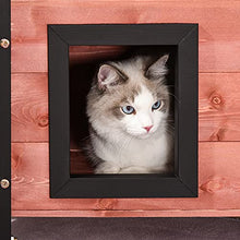 Load image into Gallery viewer, PawHut Wooden Cat House Outdoor Luxury Room Weatherproof Shelter with Balcony and Stair Puppy Garden Large Kennel Brown
