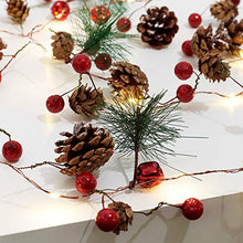 Load image into Gallery viewer, GloBrite Christmas Pine Cones Garland Wreath LED Fairy String Lights Battery Operated Indoor Outdoor Decor for Xmas Tree Party Wedding Home Bedroom Wall Garden Ornament Decoration
