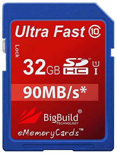 BigBuild Technology 32GB Ultra Fast 90MB/s Memory Card for Canon Digital IXUS 185 camera, Class 10 SD SDHC