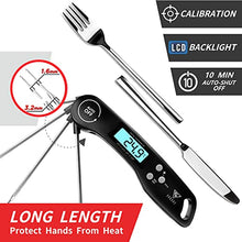 Load image into Gallery viewer, Meat Thermometer, DOQAUS Instant Read Cooking Thermometer, Digital Food Thermometer, Backlight LCD Screen Foldable Long Probe &amp; Auto On/Off, Perfect for Kitchen Cooking, BBQ, Water,Meat, Milk (Black)
