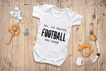 Load image into Gallery viewer, Reality Glitch Shh.. I&#39;m Watching Football with Daddy Funny Newborn Baby Grow Gift (3-6 Months, White)
