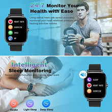 Load image into Gallery viewer, Smart Watch, 1.69&quot; Touch Screen Smart watch for Men Women, Fitness Watch with Heart Rate Sleep Monitor IP68 Waterproof Step Counter Watch, 12 Sports Modes Fitness Activity Trackers for Android iOS

