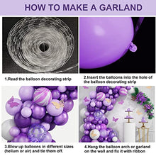 Load image into Gallery viewer, KAINSY Purple Balloon Garland Arch Kit, Wedding Balloon Arch Kit, 91pcs Purple White Latex Balloons Agate Balloons with 10pcs Hollow Butterfly Sticker for Indoor Outdoor Birthday Party Decoration
