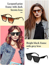 Load image into Gallery viewer, 2 Pair Vintage Square Cat Eye Sunglasses Women Retro Trendy Cateye Sunglasses
