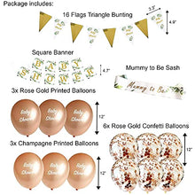 Load image into Gallery viewer, Baby Shower Unisex 20pcs Decoration Bundle (Rose Gold) - Neutral Gender Reveal Banner Garland, Bunting, Confetti, Latex Balloons And Sash For Mum To Be - Floral Decor For Girls And Boys
