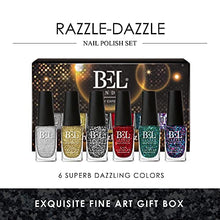 Load image into Gallery viewer, BL Razzle Dazzle Luxury 6 Pack Multi Glitter Nail Polish Set- The Queen Of Deluxe- The Perfect Set For The Perfect Stylish Manicure- A Professional Quality Quick Dry Set For True Connoisseurs
