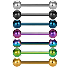 Load image into Gallery viewer, VCMART 7 Pieces Titanium Anodized Surgical Steel Tongue Bars Nipple Ring Body Piercing (16mm)
