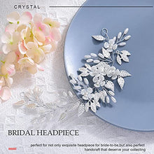 Load image into Gallery viewer, Unicra Bride Wedding Hair Vine Silver Floral Headpiece Pearl Bridal Headband Leaf Hair Accessories for Women and Girls
