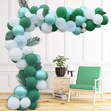 Load image into Gallery viewer, Green Balloons Garland Arch Kit, 73PCS Green White Balloon Garland Kit Balloons Arch Kit, Latex Balloons Party Balloons for Boys Kids Jungle Birthday Decoration Wedding Baby Shower Party Supplies
