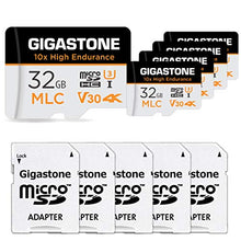 Load image into Gallery viewer, [MLC 10x High Endurance] Gigastone MLC Micro SD Card 32GB 5-Pack with 5x SD Adapter + 5x Mini-case, 4K Video Recording, Security Cam, Dash Cam, Surveillance Compatible 95MB/s, U3 C10
