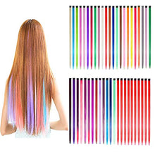Load image into Gallery viewer, GIHENHAO 46 Pcs Coloured Hair Extension in 22 Inch Rainbow Hair Extensions Hairpieces,Party Highlights Synthetic Clip in Long Hairpiece for Women Girls Kids Gift(36 Colors 46pcs)

