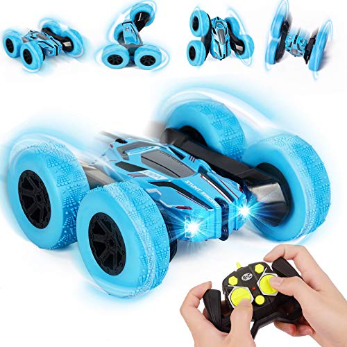 Remote Control Car, 4WD Rc Stunt Car Toys, 360°Flips Double Sided Rotating Vehicles with Sharp Headlights, 2.4GHz Music Christmas Car Toy for 6 7 8 9 10 Years Old Boys