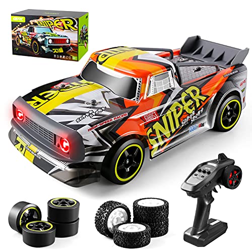 4DRC H2 1:16 RC High Speed Car, 4WD RC Cars Fast 30KM/H Monster Truck 2.4Ghz Off-Road for Kids and Adults, All Terrain Off Road Truck with Extra drift wheel 2 Battery,50+ Min Play Car Gifts for Boys