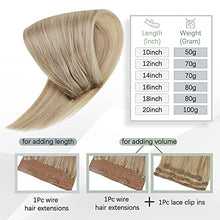 Load image into Gallery viewer, RUNATURE Halo Human Hair Extensions Golden Blonde Highlight Light Blonde Halo Hair Extensions Real Hair Miracle Wire on Hair Extensions Blonde Halo Hair 16 Inch 80g
