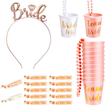Load image into Gallery viewer, 25 PCS Bride Headband Tiara Hen Party Shot Glasses Necklace Bride Tribe Wristbands Bride to Be Team Bride Accessories for Wedding Bridal Shower Bachelorette Party Hen Party
