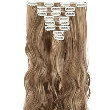 Load image into Gallery viewer, Full Head Hair Extensions Curly Clip In 8 Pieces Ombre Hairpieces Synthetic Fibre Hair Set [24 Inch, Ash Brown &amp; Dark Blonde]
