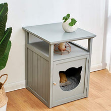 Load image into Gallery viewer, Cherry Tree Furniture BASTET Wooden Cat Cave Bedside Cabinet | Litter Box | Cat House Nightstand (Grey)
