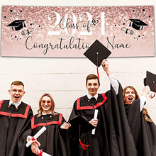 Load image into Gallery viewer, 6ft x 1 | Personalised Graduation Banners | Graduation Decorations Banner | Graduation Party Decorations Banner | Graduation Backdrop | Happy Graduation | Rose Gold
