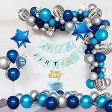 Load image into Gallery viewer, Blue Balloon Arch Kit,Navy Blue Arch Balloon Garland Kit Ballon Arch Maker Kit Dark Blue Metallic Sliver Balloons Black Agate Party Balloon Pack for Space Party Birthday Baby Shower Ramadan Mubarak
