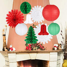 Load image into Gallery viewer, EASY JOY Retro Christmas Decorations Set, Snowflake Paper Fans Jingle Bell Xmas Tree Honeycomb, Hanging Ceiling Wall Decor Party Supplies Photo Back Drop, Set of 10
