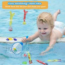 Load image into Gallery viewer, Yetech 29pcs Swimming Pool Toys Diving Toys Set with Diving Rings, Water Pistol, Diving Sticks, Underwater Diving Game Pool Training Toys for kids with Carrying Bag
