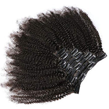 Load image into Gallery viewer, Clip in Hair Extensions Human Hair 4B 4C Afro Curly Clip Ins Real Remy Mongolian Human Hair for Black Women 120G 8pcs/set Full Head Natural Black(12INCH/30CM,)
