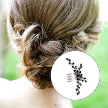 Load image into Gallery viewer, 2 Pcs Black Teardrop Small Hair Comb Women Rhinestone Hair Piece Bridal Hair Clip for Her Party Headpiece
